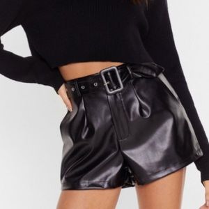 BNWOT Faux Leather Buckle Shorts Nasty Gal